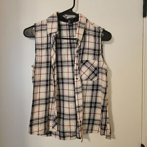 Forever 21 Plaid Sleeveless Top - Red, Navy, Cream